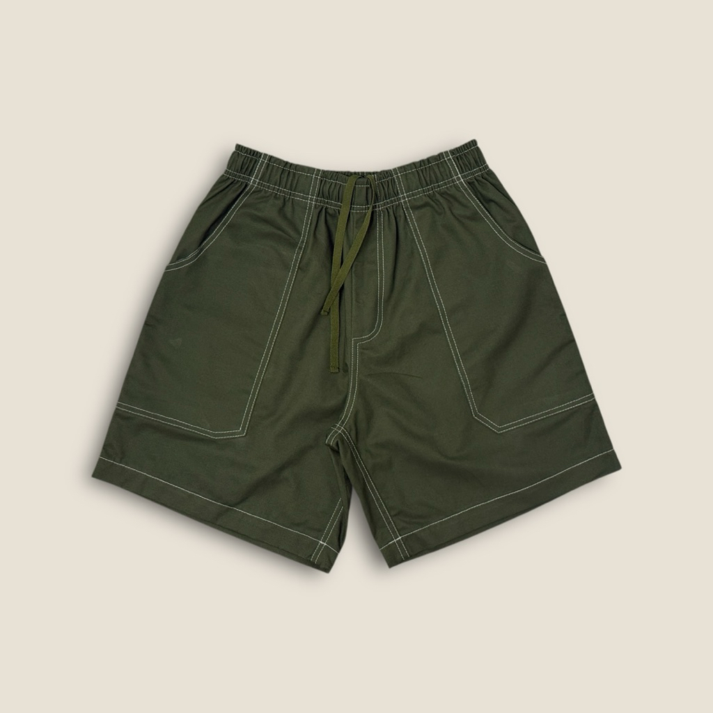 Bunker กางเกงขาสั้น วินเทจ ขากว้าง ทรงหลวม เอวยางยืด ผ้า Cotton 100% แท้ ใส่สบาย - รูปที่ 3