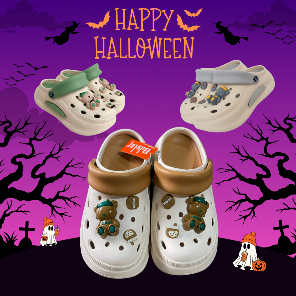 รองเท้าหัวโตรองเท้าแตะรัดส้นยางEVAเสริมส้นหนาให้7CMเกาหลีสีพาสเทลแถมตัวติดงานเซ็