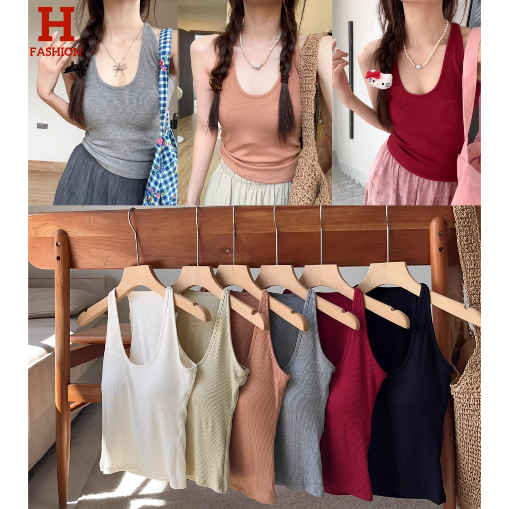 Hot fashion thai~พร้อมส่ง~เสื้อสายเดี่ยวมาพร้อมกับเสื้อกั๊กเบาะหน้าอกหลายสี-FY298