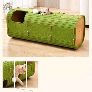 บ้านแมว 2 ชั้น/3 ชั้น ทั้งหมด-ใน-หนึ่ง บ้านปราสาทแมวทรงกระบอก สไตล์ญี่ปุ่นมีรู ที่นอนแมว บ้านสัตว์เลี รู้สึก เตียงแมว