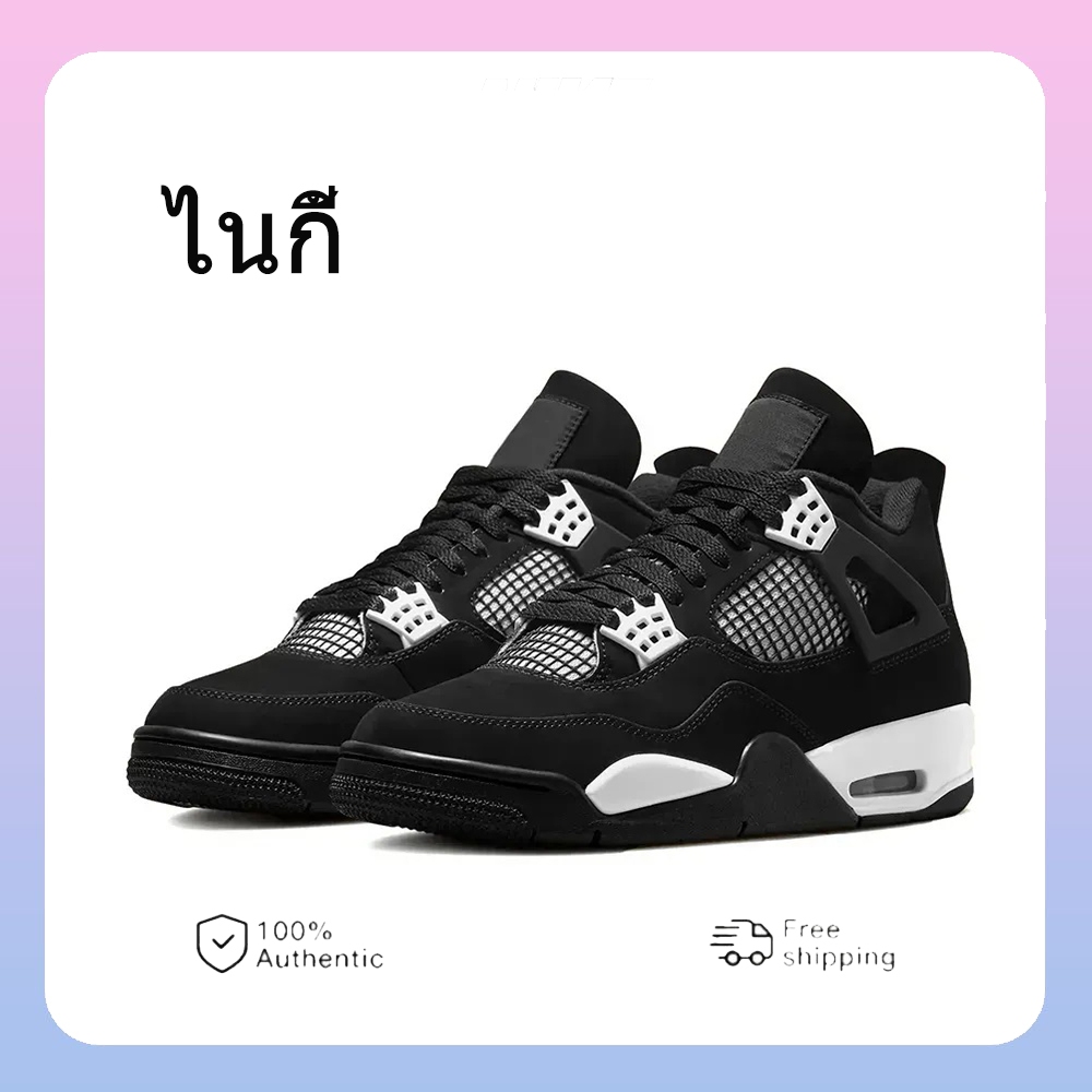 Air Jordan 4 Retro Bred Unisex Sports Shoes ของแท้  รองเท้าผ้าใบผญ รองเท้า รองเท้าผ  black 36-45