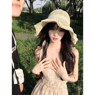 kitty.vogue หมวกยักเก็ต ริบบิ้นลูกไม้ แบบถัก สบายๆ และอเนกประสงค์ สไตล์เกาหลี น่ารักมาก-MK-16