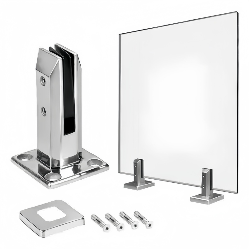 ที่หนีบกระจกราวกระจก ขาจับกระจก ชั้นยืนบันไดระเบียงแก้ว ราวกันตกกระจก สแตนเลส 304 ทรงเหลี่ยม ฟรี!ที่ครอบฐานและ - รูปที่ 3