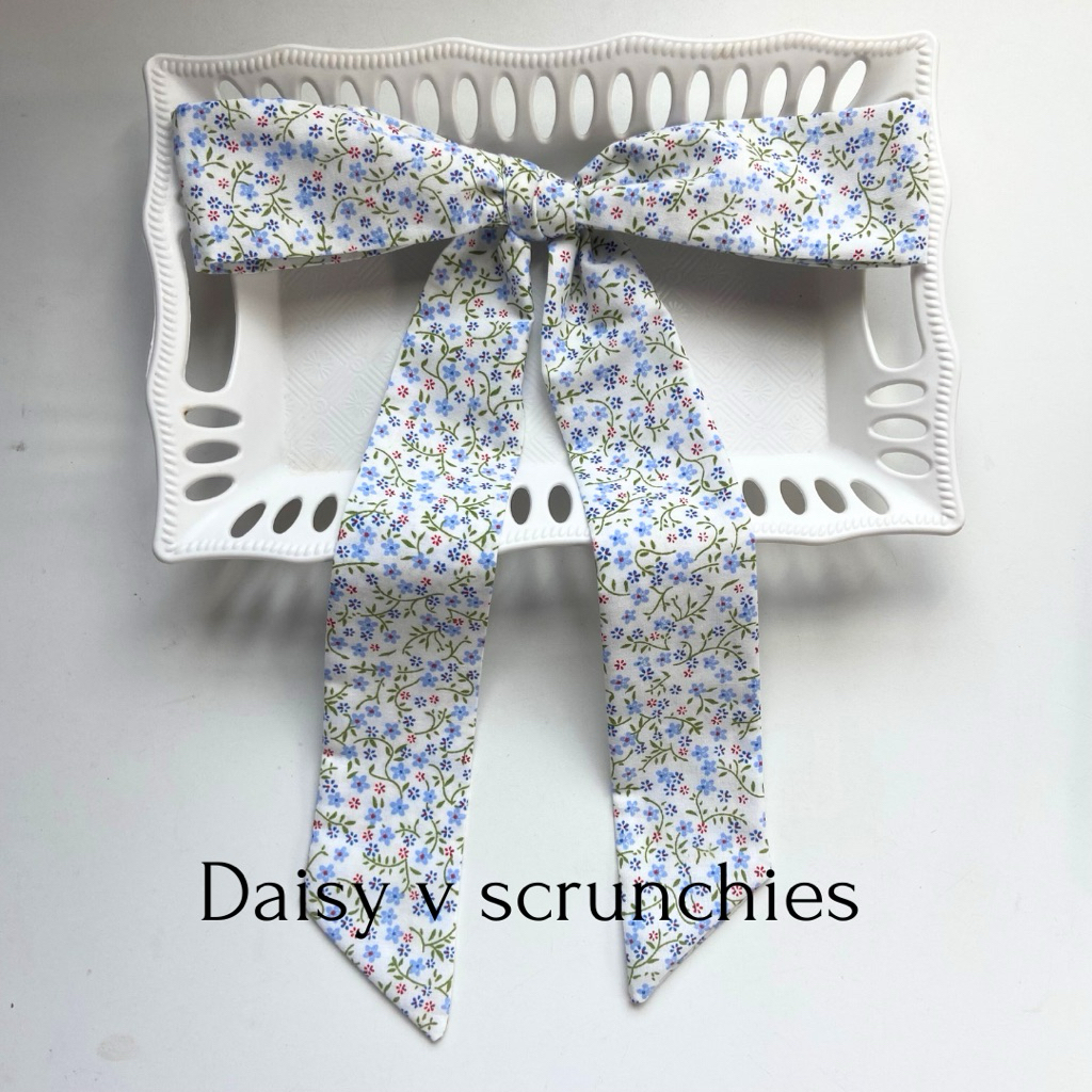 โบว์ผูกผม พิมพ์ลาย Daisyv Scrunchies แบบริบบิ้นลาย