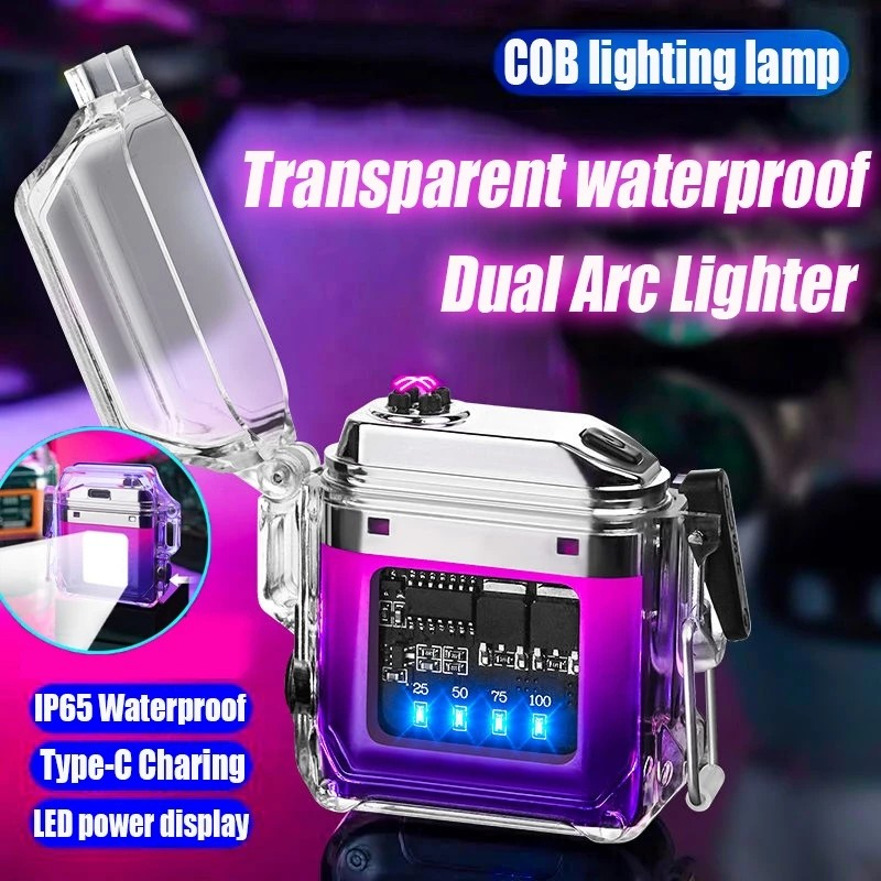 พร้อมส่ง🔥ไฟแช็คไฟฟ้า พร้อมไฟฉาย ชาร์จ USB อาร์คไฟฟ้าคู่ กันน้ำแรง ไม่เป็นสนิม สามารถให้เป็นของขวัญได้ Electric Lighter