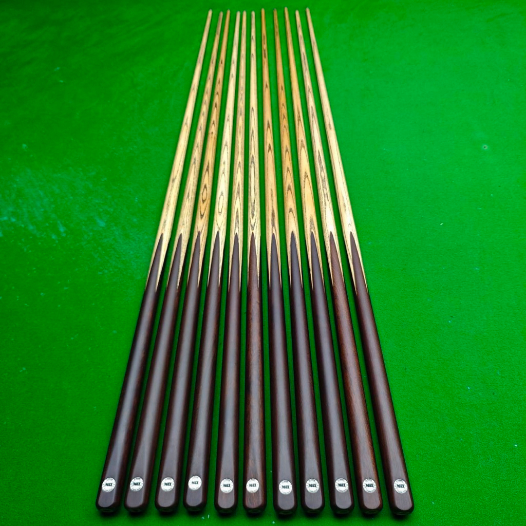 ไม้คิว4จำปาเล็บ ไม้มะค่าแต้น้ำตาลเข้ม ปลอกไทเท รุ่นClassic ไม้แกร่ง สปิงดีมาก ร้านNQ Snooker