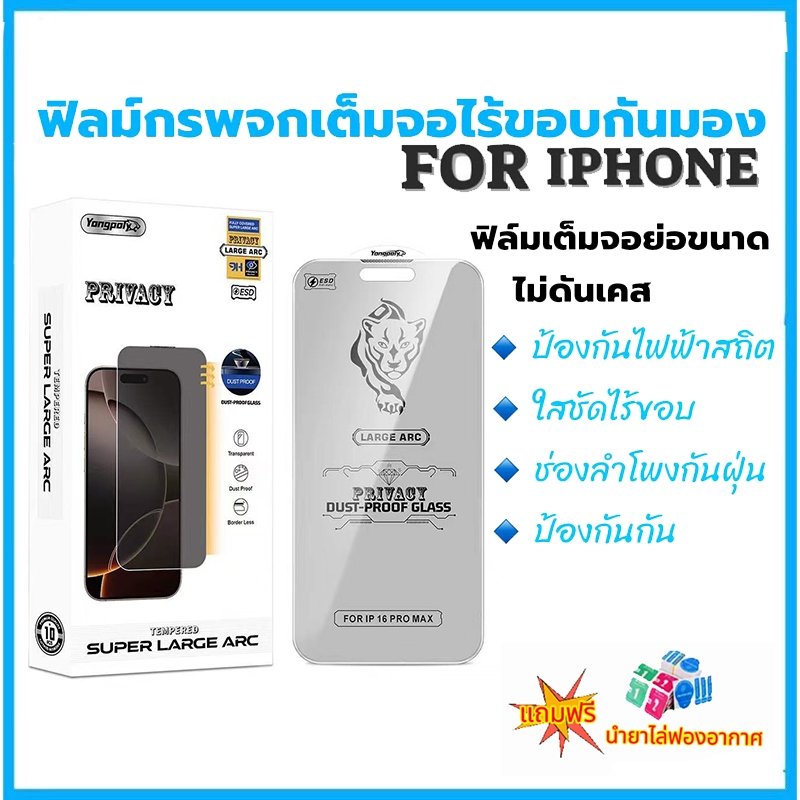 ฟิล์มกระจกกันมองไร้ขอบเต็มจอโค้ง 0.4MM สำหรับ iphone 16promax 16pro 15plus 14pro 13proamx 12 13pro 11 xs xr xmax14promax