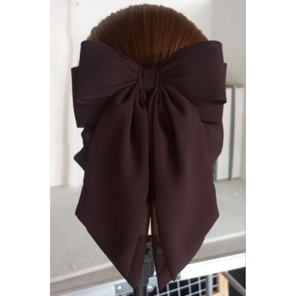 เน็ตติดผมสีนำ้ตาลเข้ม ผ้าชีฟอง3ชั้นหางยาว2ชั้น