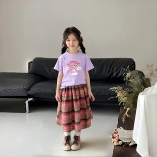 1-12 ปี เสื้อยืดสีฟ้า เสื้อยืดเด็กผู้หญิง เสื้อยืดสีฟ้า ลายการ์ตูน ผ้านุ่ม สัมผัสเบาสบาย วันแม่