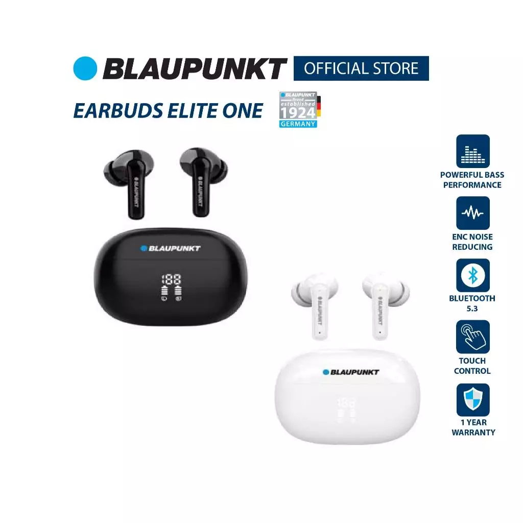 BLAUPUNKT หูฟังบลูทูธไร้สาย WIRELESS STEREO รุ่น ELITE ONE กันน้ำระดับ IPX5 พกพาสะดวก เชื่อมต่อง่าย ตัดเสียงรบกวน