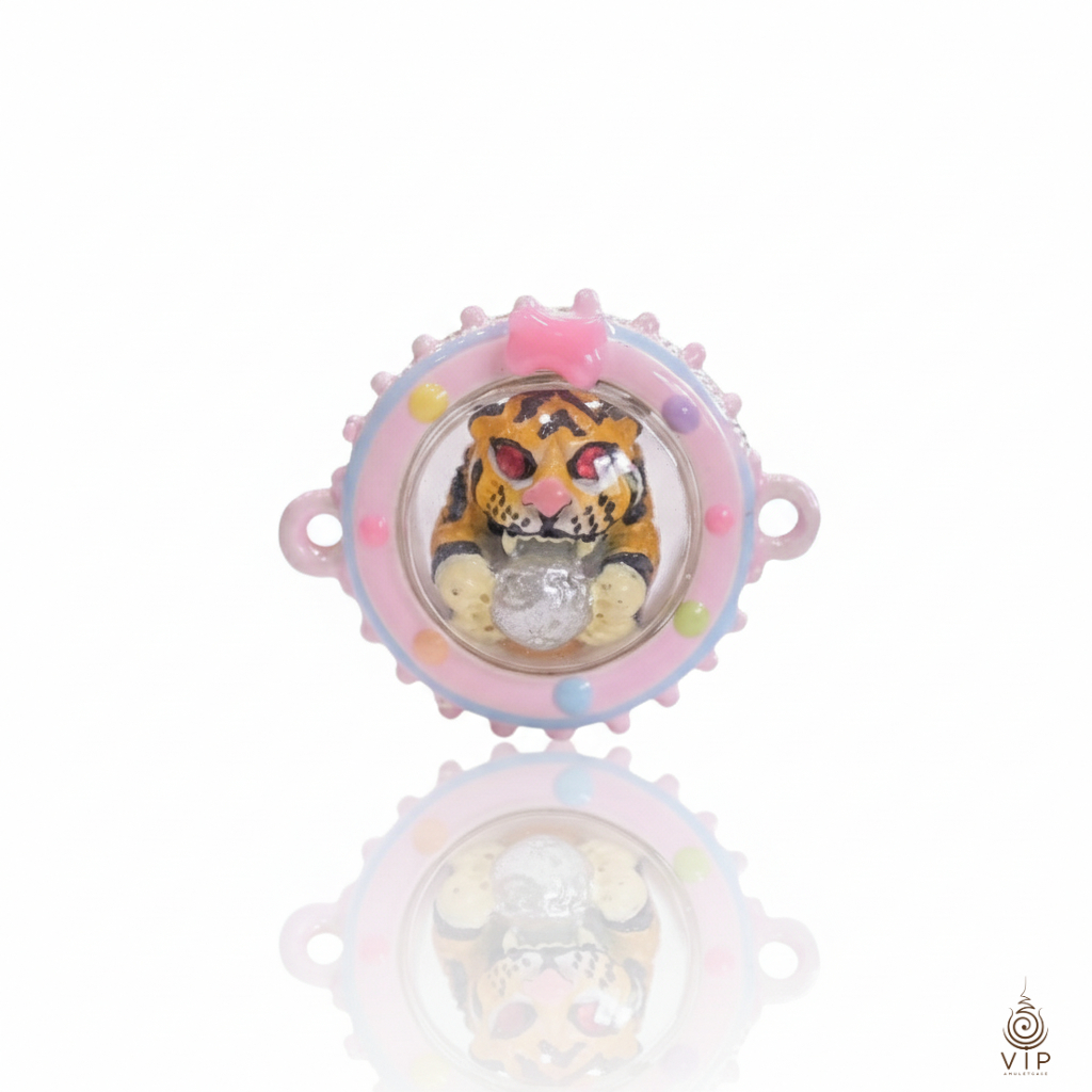✨ ลูกอมเสือ หลวงพ่อเปิ่น (กรอบพาลเทล) 🐯 พลังอำนาจ | Tiger Bead Amulet ✨ | 虎珠佛牌 护身符 💎
