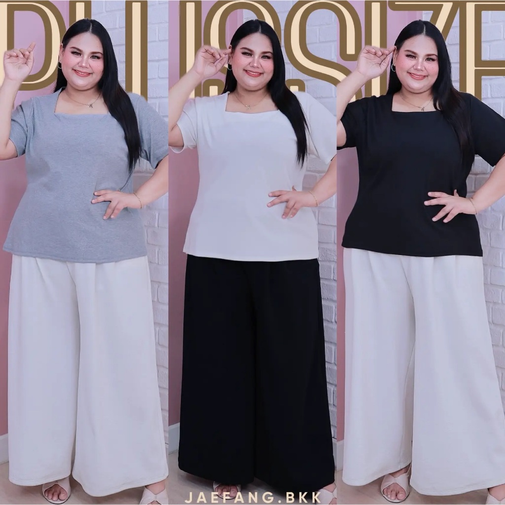 [ ส่งฟรี 🔥 ] เสื้อยืด ผ้าร่องคอเหลี่ยม เสื้อยืดคนอ้วน เสื้อสาวอวบ แขนสั้น ผ้าร่อง ไซส์ใหญ่ A288 พลัสไซส์