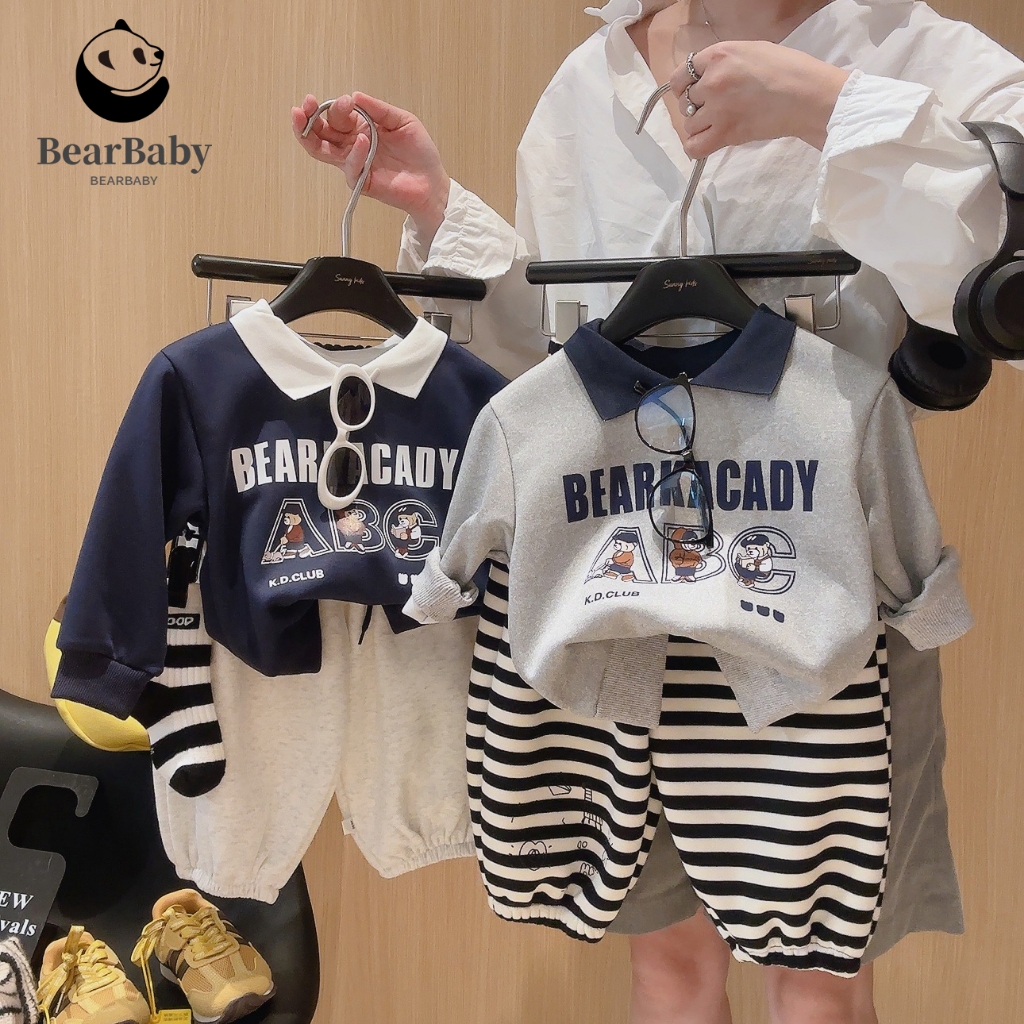 BEAR BABY เสื้อกันหนาวเด็กผู้ชายใหม่ คอปกเสื้อเชิ้ต เสื้อโปโลเด็กแขนยาว ลายกระต่าย ไซส์90-150