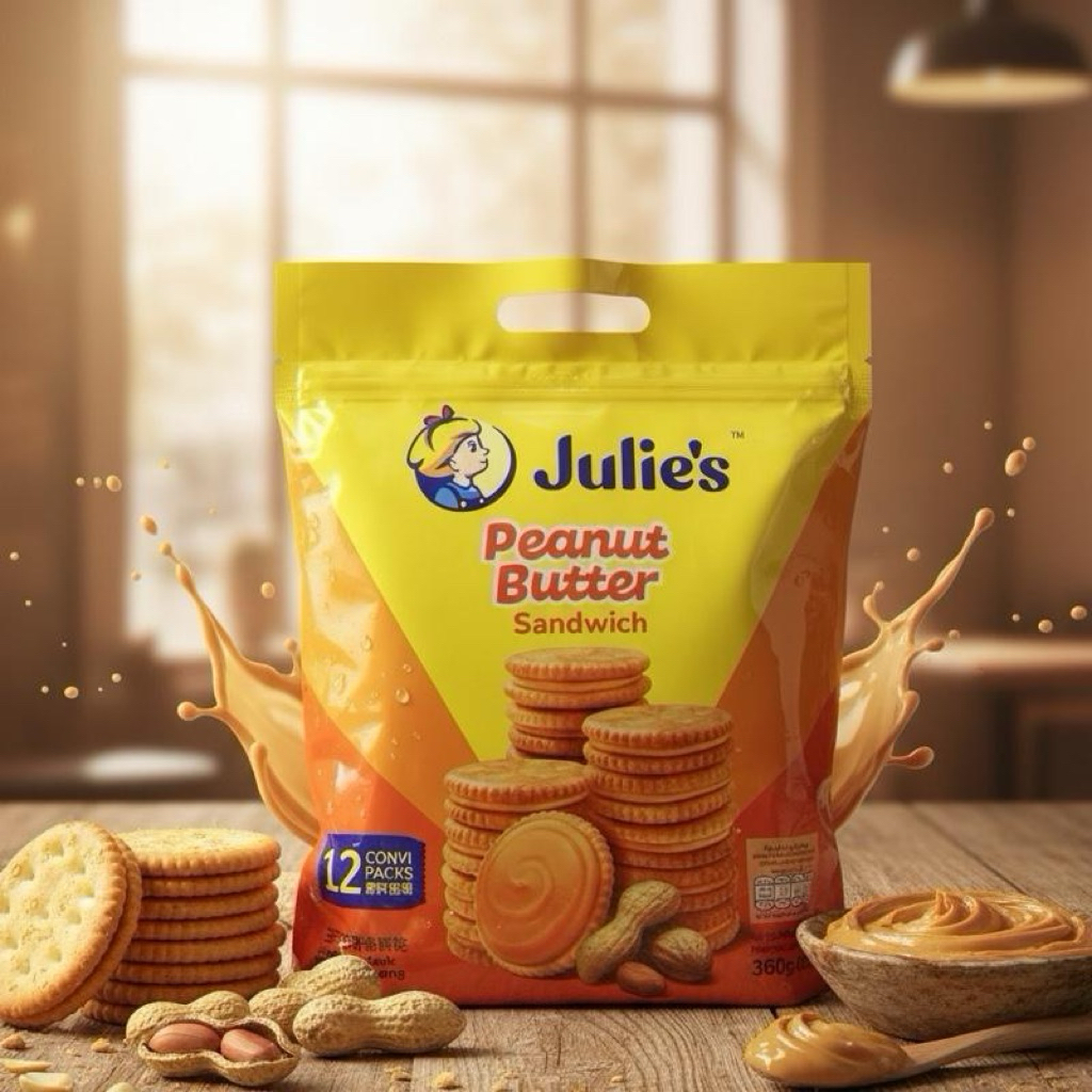 Julie’s Peanut Butter จูลี่ บิสกิตสอดไส้เนยถั่ว ขนาด 360 กรัม