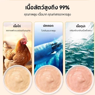 PETLUSCI ขนมแมวเลีย 50/100ซอง อาหารเปียกแมว ขนมแมว 3รสชาติ รสไก่/ปลาคอด/ทูน่าขนาด อาหารเสริมแคลเซียม