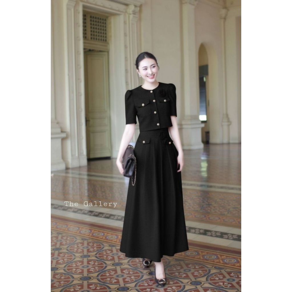 The gallery ชุดเซ็ตเสื้อและกระโปรง พร้อมตกแต่งดอกไม้เข็มกลัด เนื้อผ้ามีเทคเจอร์ในตัวสุดพรีเมี่ยม - รูปที่ 7