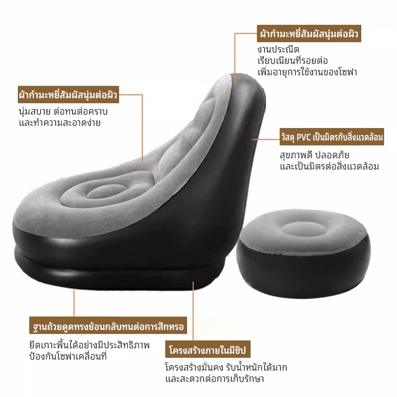 ขนาดบวก ขี้เกียจโซฟาถุงถั่วเดียวเสื่อทาทามิห้องนอนระเบียงเก้าอี้เลานจ์เตียงโซฟาขนาดเล็กพับพองชัย - รูปที่ 3