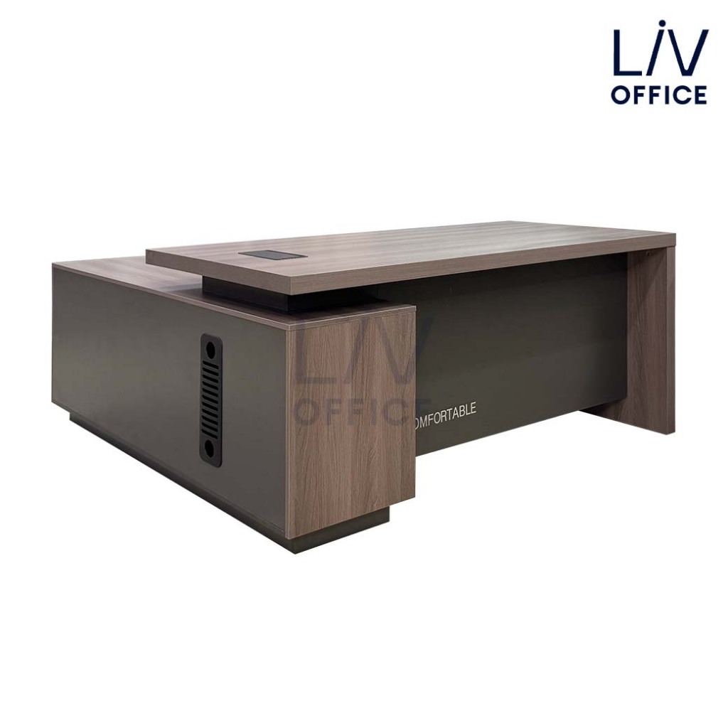 โต๊ะทำงานผู้บริหาร 160-180x160x75 ซม. รุ่น Lyra (ไลร่า) สีโอ๊ค | Liv Office. - รูปที่ 2