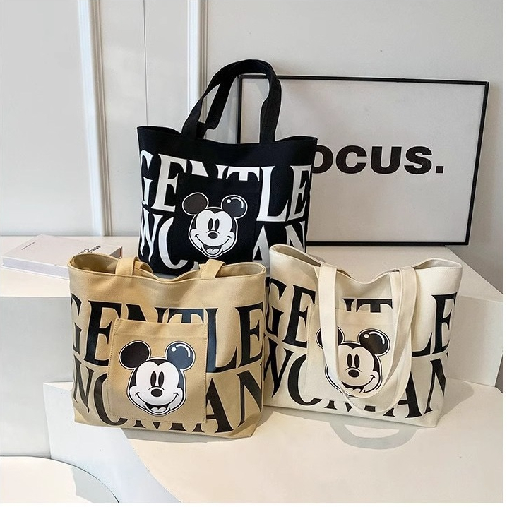 กระเป๋าสะพายข้าง ผ้าแคนวาสผู้หญิง กระเป๋าโท้ทไทยลายการ์ตูนใหม่ สำหรับนักเรียน แฟชั่น