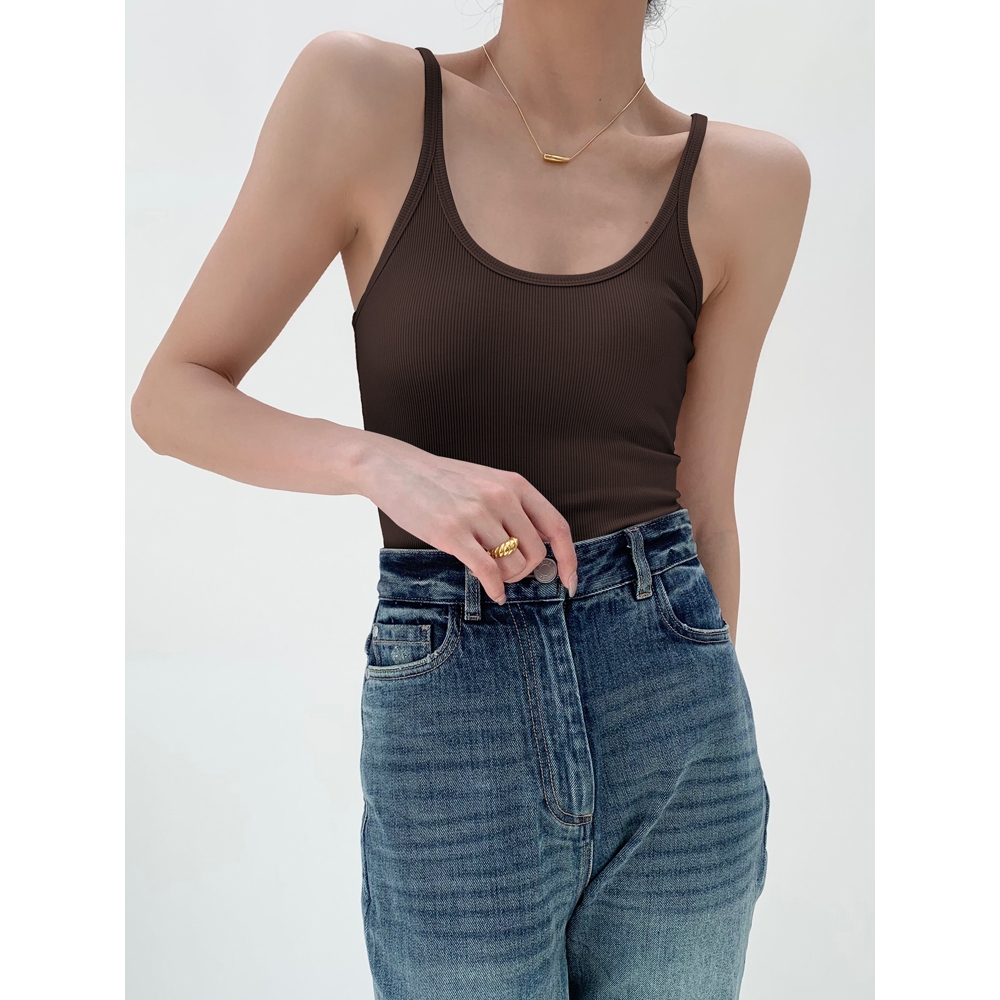 Hotgirl พร้อมส่ง เสื้อกล้าม เสื้อแขนกุดผู้หญิง ผ้ายืดแฟชั่น สีทึบคอยู สายเดี่ยวน่ารัก รุ่นใหม่ล่าสุด เซ็กซี่ สไตล์เกาหลี - รูปที่ 3