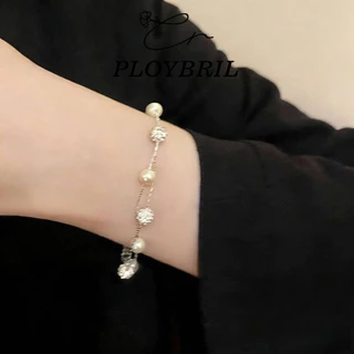 PLOYBRIL💕Kroean 925 Sliver ลูกปัดชุบ Starry Sky Pearl Shining Brightly สร้อยข้อมือปรับผู้หญิงเครื่องประดับของขวัญ S015