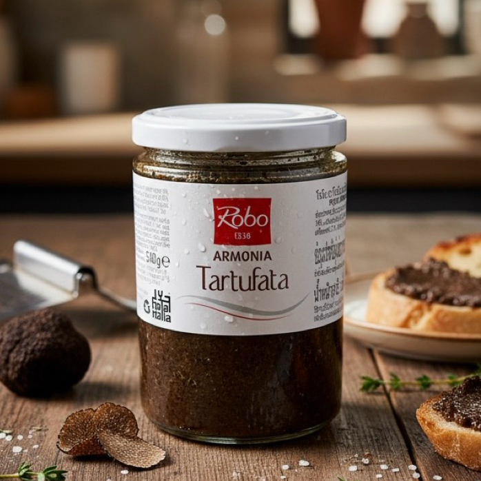 ซอสเห็ด ทรัฟเฟิ้ลดำ โรโบ ROBO HARMONY OF Black Tuffle Sauce 500g