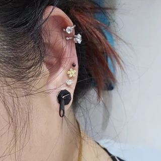 (ราคาต่อ1ข้าง)พร้อมส่ง ต่างหูแบบหนีบไม่ต้องเจาะ Earcuff สไตส์เกาหลี คุณหนู ต่างหูเพชร