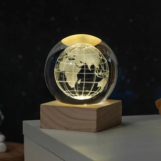 3D LED โคมไฟหัวเตียง หลายรุ่นเลือกได้+USB โคมไฟคริสตัล โคมไฟตั้งโต๊ะ โคมไฟกลางคืน ของขวัญวันเกิด 6cm