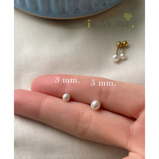 ต่างหูจิวสแตนเลสแท้ สไตล์มินิมอล Minimal จิวมุก แบบติดหู รุ่น Pearl Earrings Givemethat