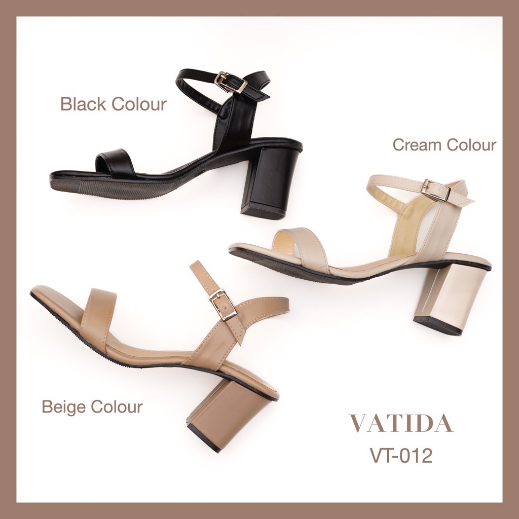 (พร้อมส่งจากไทย) รองเท้าส้นสูง VATIDA (VT-012) ส้นก้อน 2.5 นิ้ว หัวเหลี่ยมสไตล์มินิมอล รัดส้น ใส่สบาย