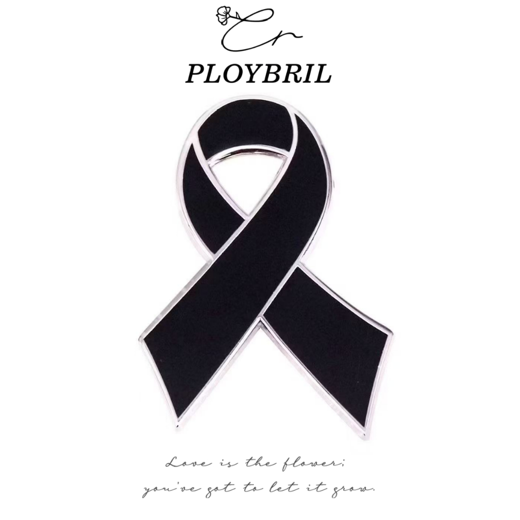 พร้อมส่ง เข็มกลัดไว้อาลัย เข็มกลัดโบว์ดำ เข็มกลัดริบบิ้นดำ โบว์ดำไว้ทุกข์#X000