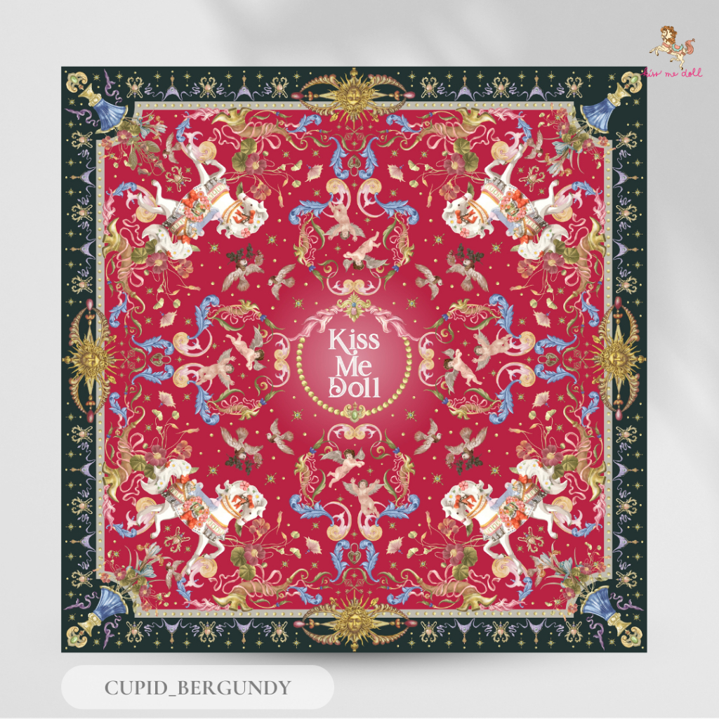 ผ้าพันคอ/ผ้าคลุมไหล่ Kiss Me Doll - Classic ลาย Cupid ขนาด 100x100 cm.