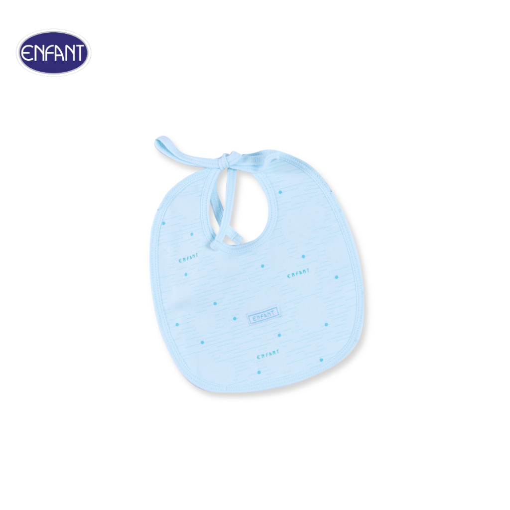 ENFANT (อองฟองต์) ผ้ากันเปื้อน สำหรับเด็ก 0-3 เดือน ผ้าคอตตอน 100% สีเทอร์ควอยซ์