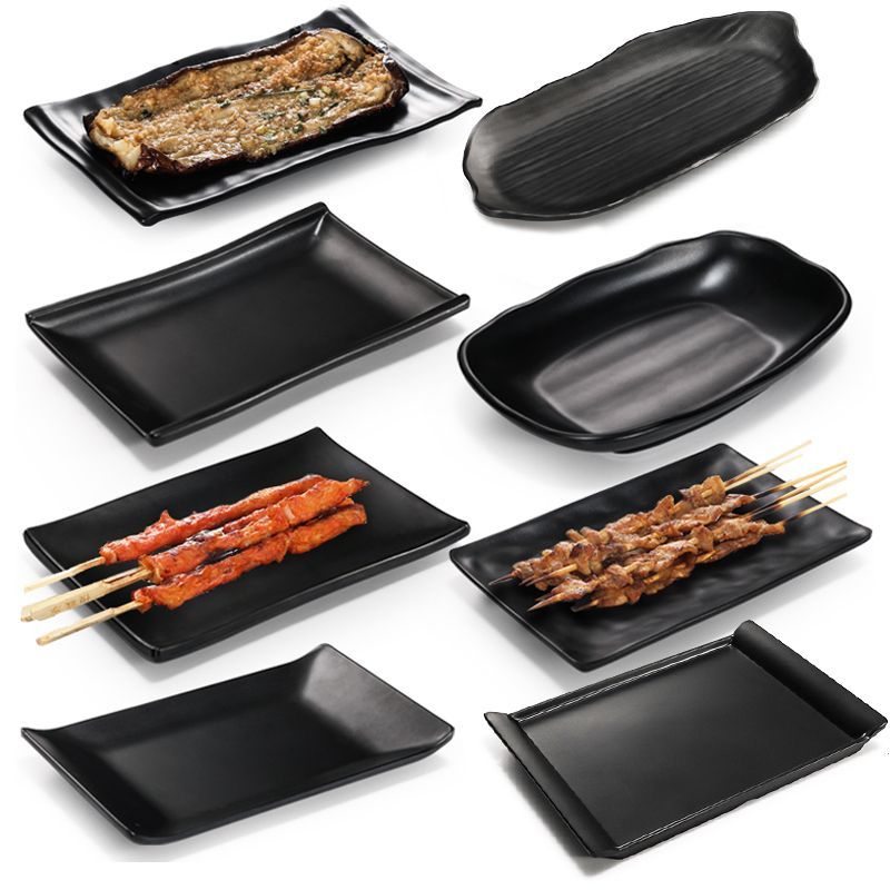 [สต็อกไทย] A5 อาหารเกรดเมลามีนแผ่นดิสก์แบนจานบาร์บีคิวจานจานจานร้อนจานสแควร์จานบาร์บีคิวจานเล็ก