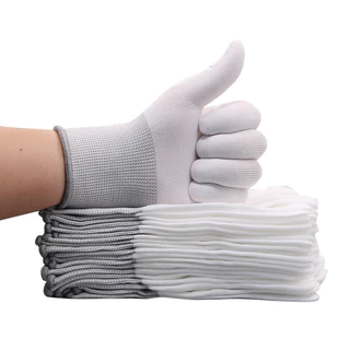 ถุงมือPU แพ็คละ 12 คู่ SizeM/L การเคลือบปลายนิ้วถุงมือ ถุงมือผ้าไนลอนเคลือบPU การเคลือบปลายนิ้วpu ถุงมือช่าง ถุงมือทำสวน