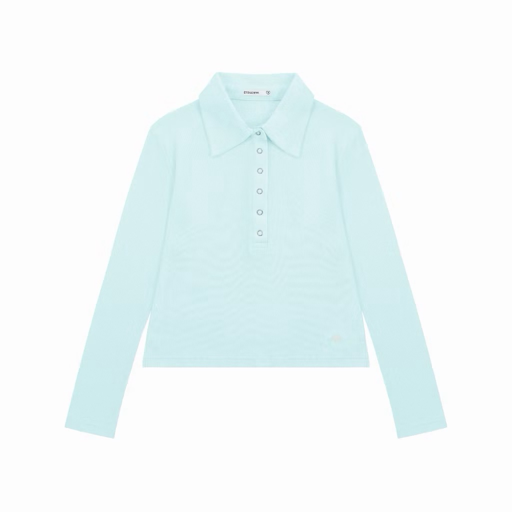 ส่งต่อเสื้อ bnk brand ÉTOILE BNK GIGI SNAP POLO โปโลเนื้อผ้ายืด สีฟ้า size m