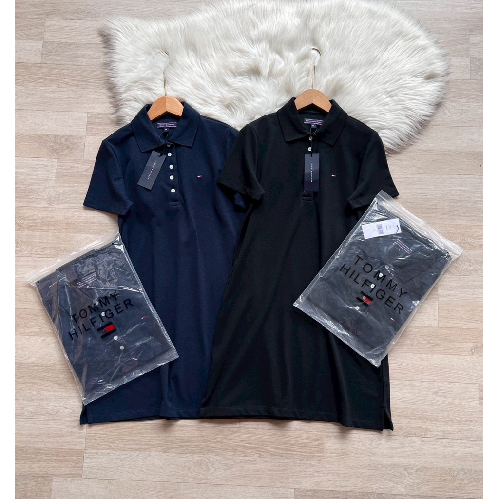 เดรสคอปกแขนสั้น เนื้อผ้าcottonผ้าดีมาก