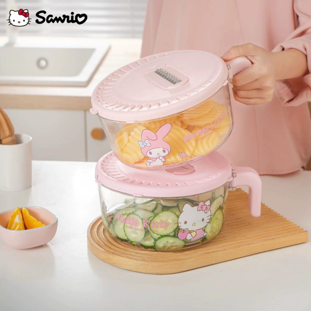 พร้อมส่ง กล่องล้างผักผลไม้ 2in1 ล้างพร้อมปลอกเปลือก/หั่นชิ้น งาน Sanrio