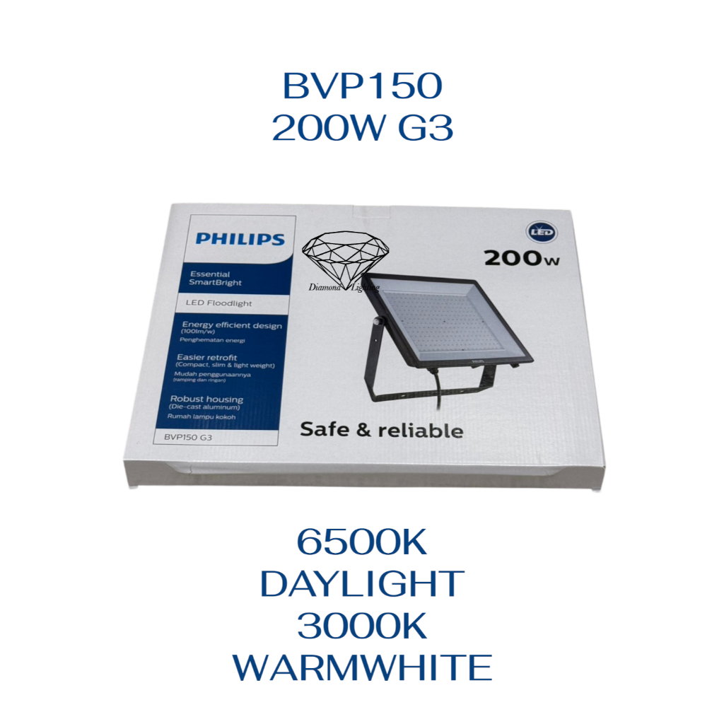 Philips LED Floodlight BVP150 BVP151 200W Smart Bright โคมไฟ สปอร์ตไลท์ ฟิลิปส์ มี 2 สี แสงขาว 6500K