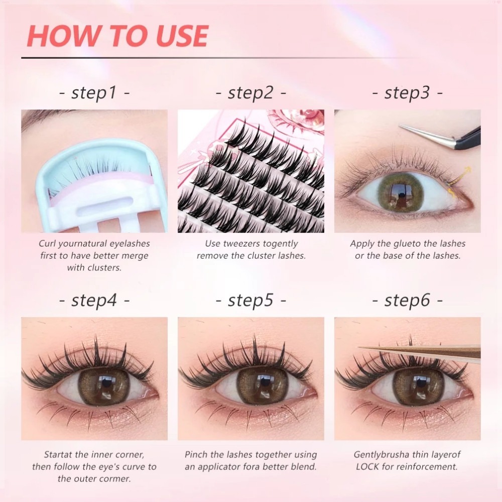 BQI ขนตาปลอมแบบมีกาวในตัว ผู้หญิง แต่งหน้า ขนตาปลอม ไม่ต้อง กาวติดขนตา 10 แถว 100/120 กระจุกต่อกล่อง ขนตา ขนตาสายฝอ - รูปที่ 6