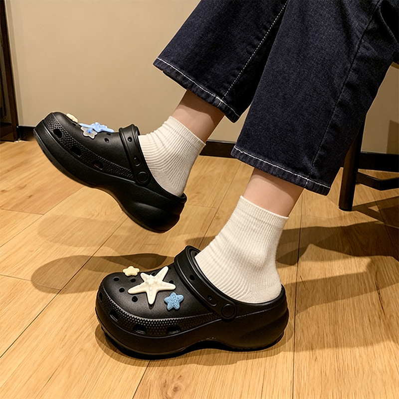 LxShop รองเท้าแตะวันพักผ่อนสุดน่ารัก พื้นหนาเพิ่มความสูง แต่งปลาดาวหอย พื้นนิ่มกันลื่น มีของพร้อมส่ง