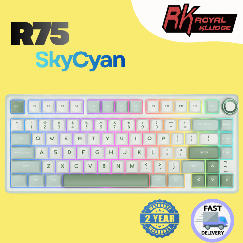 ROYAL KLUDGE RK R75 SkyCyan เชื่อมต่อแบบสาย USB คีย์แคปภาษาไทย/EN รับประกัน 2ปี