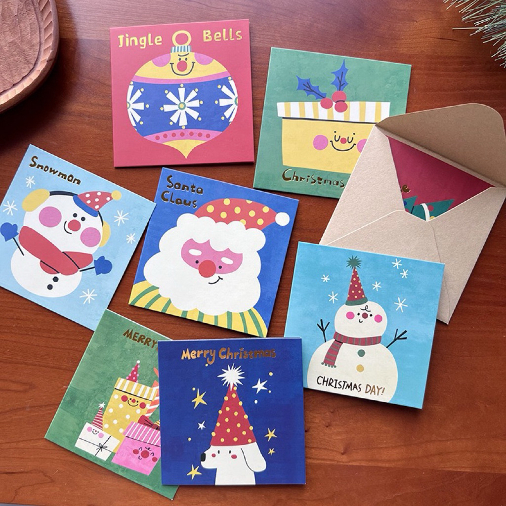 พร้อมส่ง > การ์ดอวยพร คริสต์มาส พิมพ์ลายฟอยล์ทอง Christmas card🎄🎅🏻