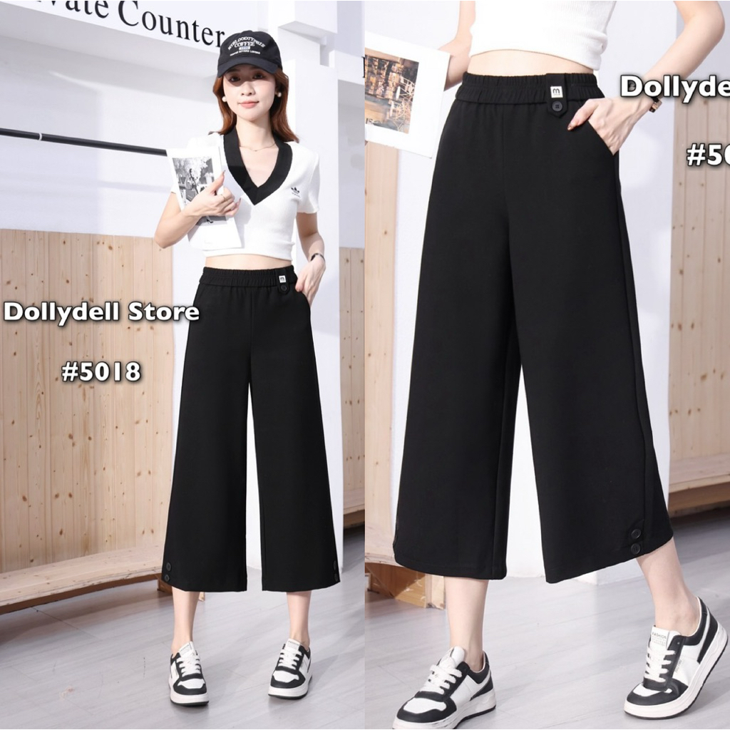 5018  กางเกง Dolly Dell ทรงตรง5ส่วน สีดำ