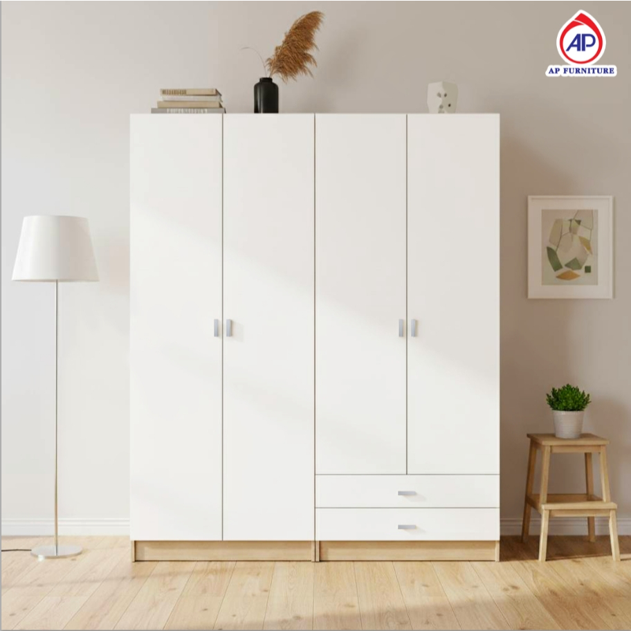 AP Furniture ตู้เสื้อผ้าบานเปิด ขนาด 80 ซม. รุ่น B1 B2 ( 80x50x190 ซม. ) ไม่รวมประกอบ