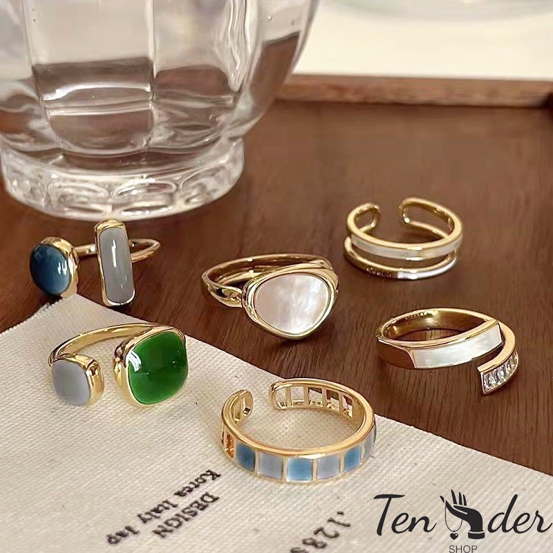 COD-ส่งเร็วจากไทย🎀หวนเงิน 925 รูปมรกต สไตล์เกาหลี ฮิปฮอป แฟชั่น แหวนเปิด สําหรับผู้หญิง เครื่องประดั