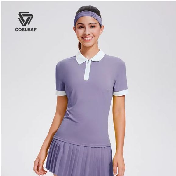 Cosleaf เสื้อโปโลกีฬาผู้ดีทรงสวยมีปกพร้อมซิปผ้านิ่มเย็นใส่สบายบางเบาแห้งไว้ไร้กลิ่นอับ มีให้เลือกหลายสี พร้อมส่ง