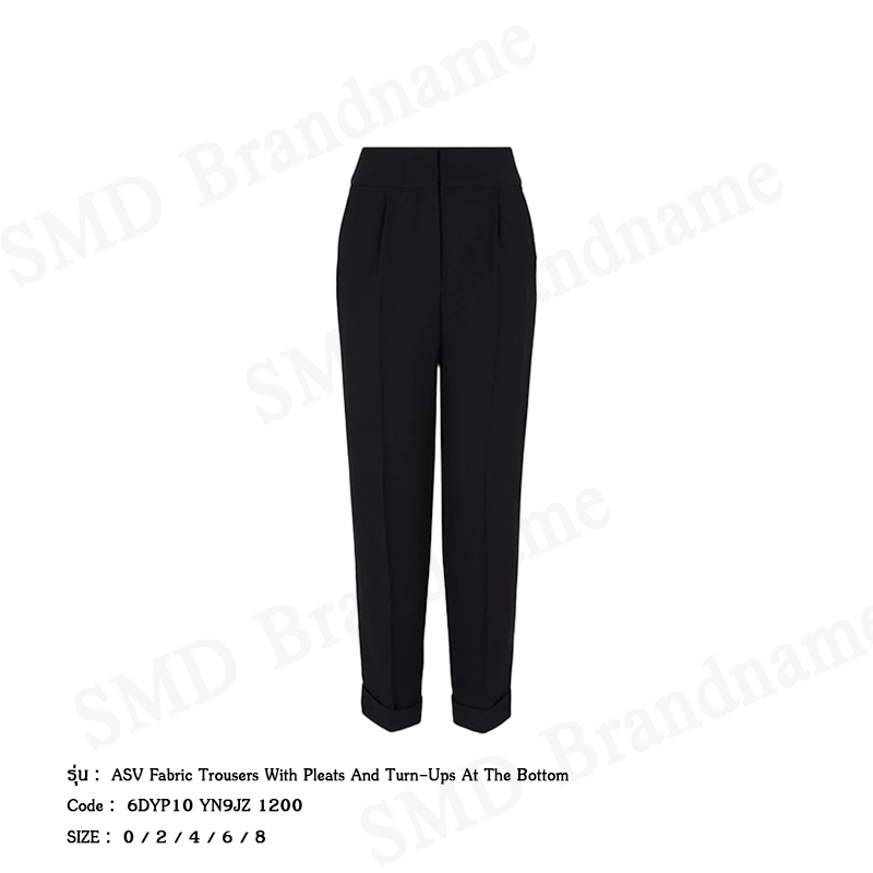 Armani Exchange กางเกงขายาวผู้หญิง รุ่น A/X ASV Fabric Trousers With Pleats And Turn-Ups Code: 6DYP10 YN9JZ 1200