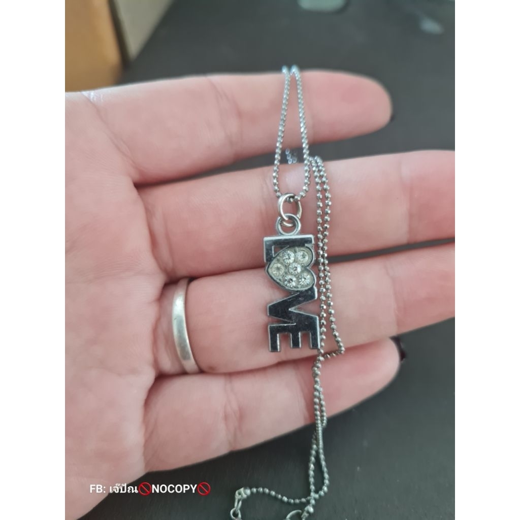 สร้อยคอโลหะไข่ปลา พร้อมจี้มี ตอก18kยาว16นิ้ว