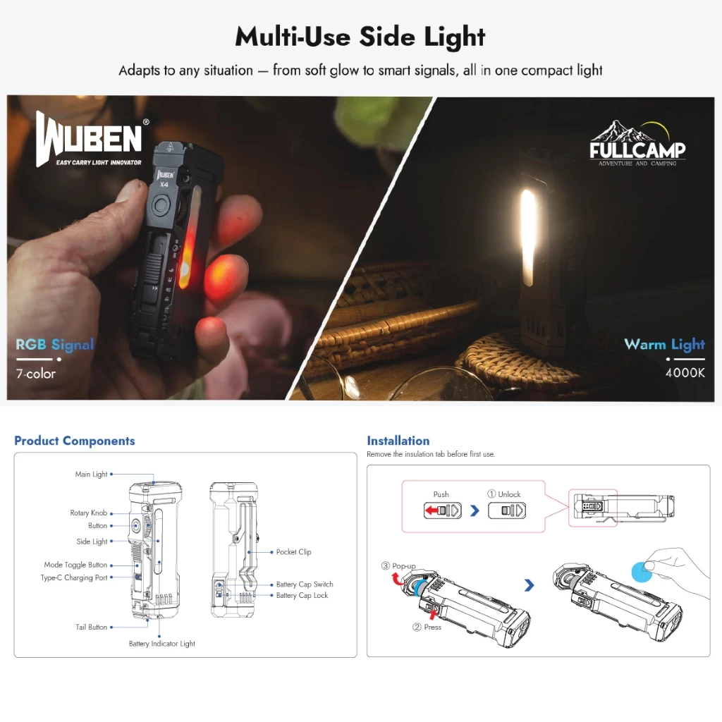 Wuben X4 Compact Multi-Function Flashlight ไฟฉายอเนกประสงค์ RGB thumbnail 8